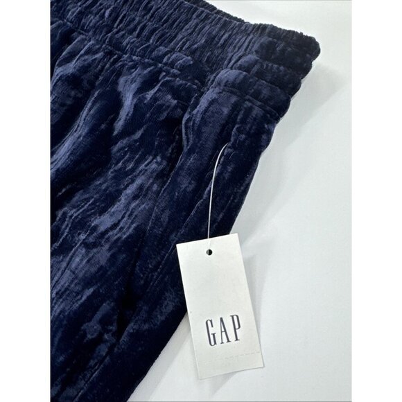 Gap Crinkle Corduroy Pants Womens Small Blue Wide Leg Barrel Elastic Waist NEW - Picture 2 of 8